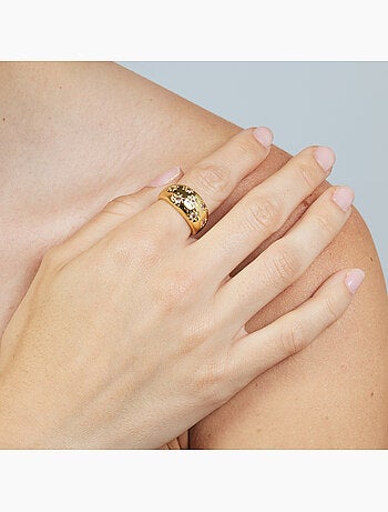 Bague Luxenter en métal brillant et alliage de zirconi fini en or jaune 18 carats - Juini