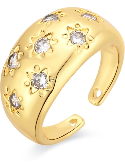 Bague Luxenter en métal brillant et alliage de zirconi fini en or jaune 18 carats - Juini - Kiabi