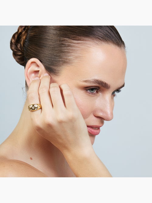 Bague Luxenter en métal brillant et alliage de zirconi fini en or jaune 18 carats - Juini - Kiabi