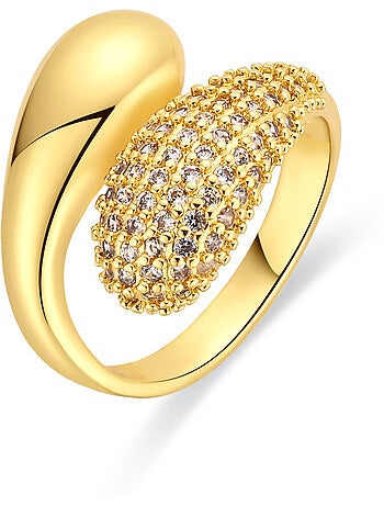 Bague Luxenter en métal brillant et alliage de zirconie finie en or jaune 18 carats - Hadar
