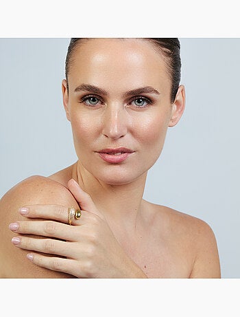 Bague Luxenter en métal brillant et alliage de zirconie finie en or jaune 18 carats - Hadar