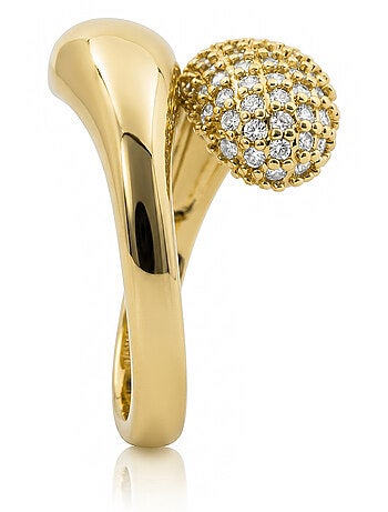 Bague Luxenter en métal brillant et alliage de zirconie finie en or jaune 18 carats - Hadar