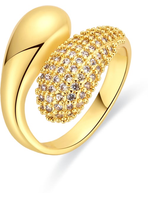 Bague Luxenter en métal brillant et alliage de zirconie finie en or jaune 18 carats - Hadar - Kiabi