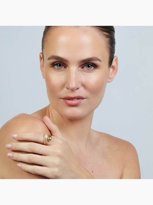 Bague Luxenter en métal brillant et alliage de zirconie finie en or jaune 18 carats - Hadar - Kiabi