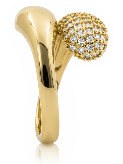 Bague Luxenter en métal brillant et alliage de zirconie finie en or jaune 18 carats - Hadar - Kiabi