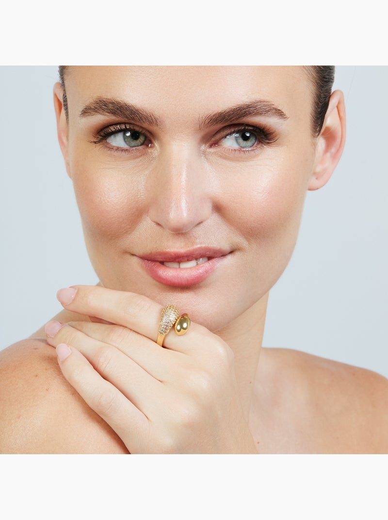 Bague Luxenter en métal brillant et alliage de zirconie finie en or jaune 18 carats - Hadar Doré/or - Kiabi