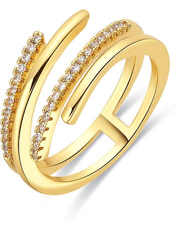 Bague Luxenter en métal brillant et alliage de zirconie finie en or jaune 18 carats - Isda