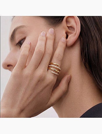 Bague Luxenter en métal brillant et alliage de zirconie finie en or jaune 18 carats - Isda
