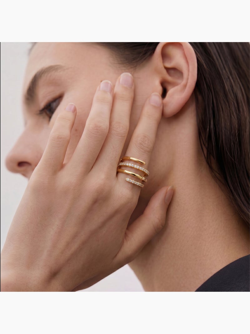 Bague Luxenter en métal brillant et alliage de zirconie finie en or jaune 18 carats - Isda Doré/or - Kiabi