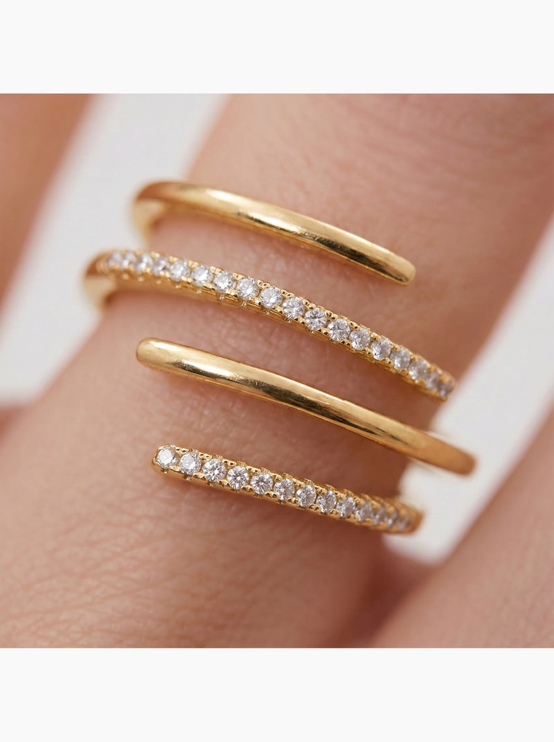 Bague Luxenter en métal brillant et alliage de zirconie finie en or jaune 18 carats - Isda Doré/or - Kiabi