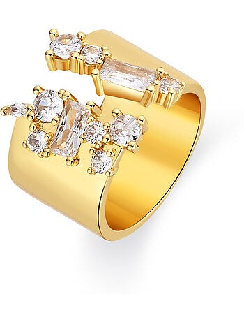 Bague Luxenter en métal brillant et alliage de zirconie, finie en or jaune 18 carats - Legin