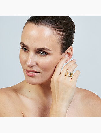 Bague Luxenter en métal brillant et alliage de zirconie, finie en or jaune 18 carats - Legin