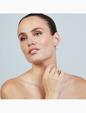 Bague Luxenter en métal brillant et alliage de zirconie, finie en or jaune 18 carats - Legin