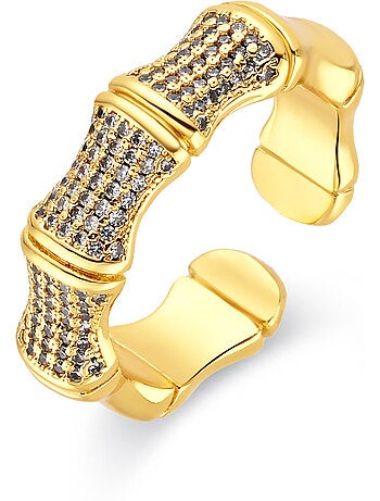 Bague Luxenter en métal brillant et alliage de zirconie finie en or jaune 18 carats - Rechi