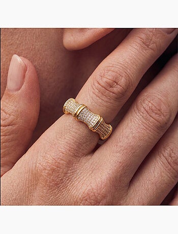 Bague Luxenter en métal brillant et alliage de zirconie finie en or jaune 18 carats - Rechi