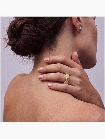 Bague Luxenter en métal brillant et alliage de zirconie finie en or jaune 18 carats - Rechi