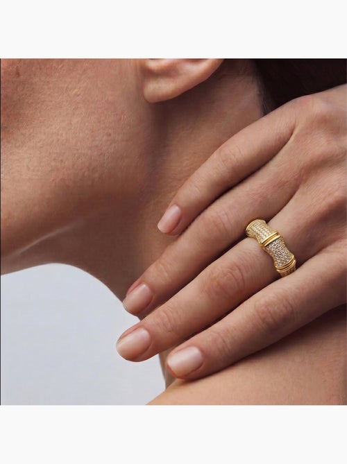 Bague Luxenter en métal brillant et alliage de zirconie finie en or jaune 18 carats - Rechi - Kiabi Bague Luxenter en métal brillant et alliage de zirconie finie en or jaune 18 carats - Rechi - Kiabi