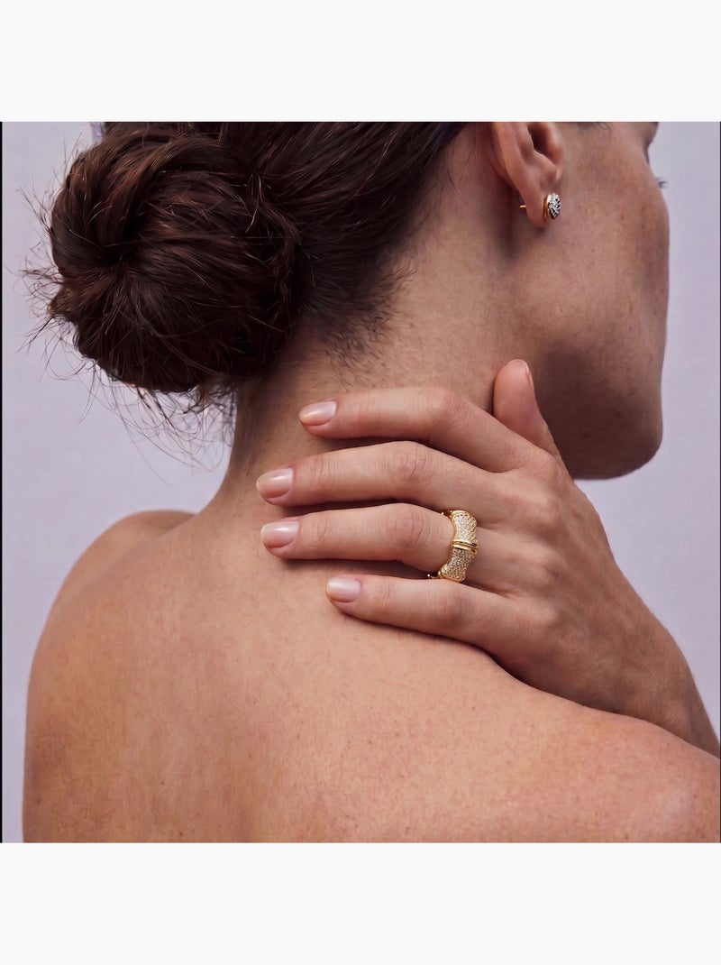Bague Luxenter en métal brillant et alliage de zirconie finie en or jaune 18 carats - Rechi Doré/or - Kiabi