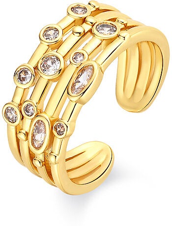 Bague Luxenter en métal brillant et alliage de zirconie finie en or jaune 18 carats - Ulethel