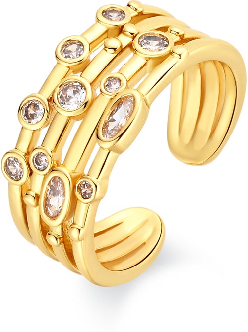 Bague Luxenter en métal brillant et alliage de zirconie finie en or jaune 18 carats - Ulethel - Kiabi Bague Luxenter en métal brillant et alliage de zirconie finie en or jaune 18 carats - Ulethel - Kiabi