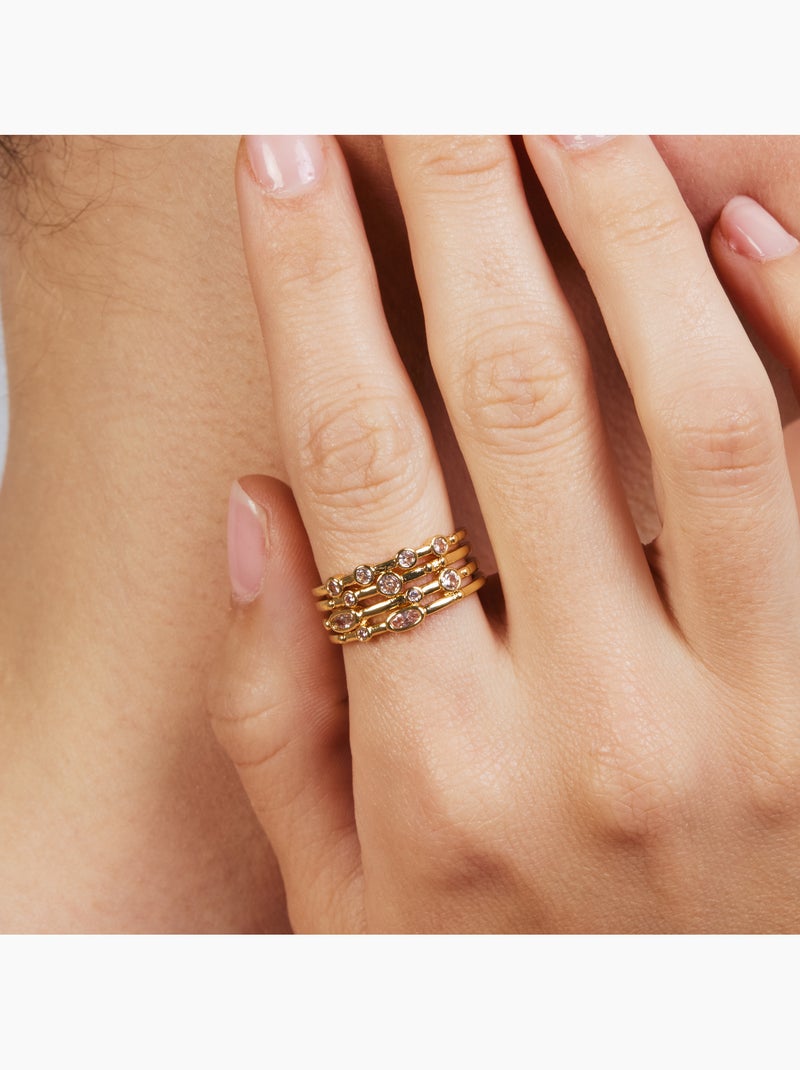 Bague Luxenter en métal brillant et alliage de zirconie finie en or jaune 18 carats - Ulethel Doré/or - Kiabi