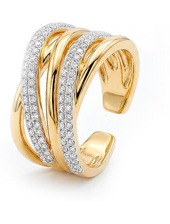 Bague Luxenter en métal brillant et alliage de zirconie, finie en or jaune 18 carats - Ximara