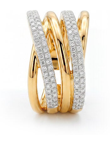 Bague Luxenter en métal brillant et alliage de zirconie, finie en or jaune 18 carats - Ximara