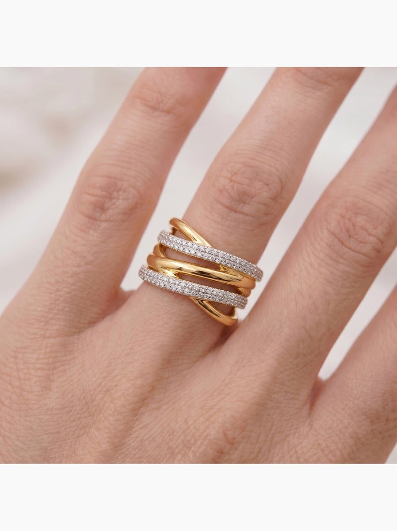 Bague Luxenter en métal brillant et alliage de zirconie, finie en or jaune 18 carats - Ximara Doré/or - Kiabi