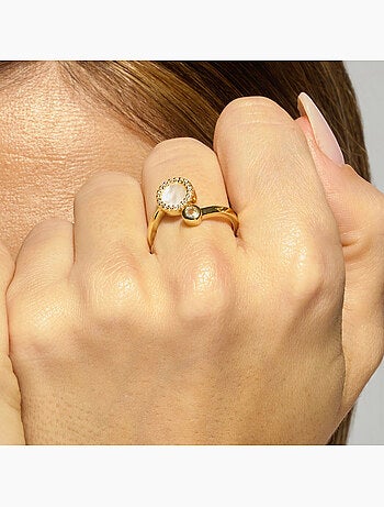 Bague Luxenter en nacre blanche or 18k - Yaran Taille réglable