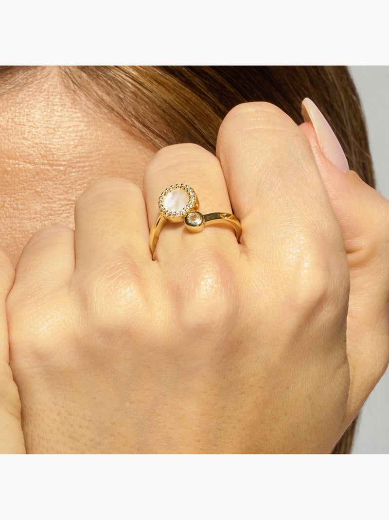 Bague Luxenter en nacre blanche or 18k - Yaran Taille réglable Argent - Kiabi