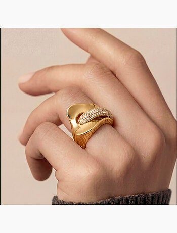 Bague Luxenter en zircone brillante avec finition en or jaune 18 carats - Lefri