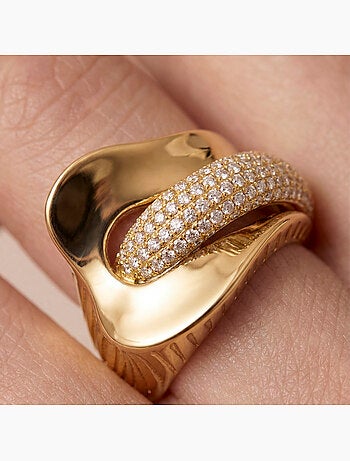 Bague Luxenter en zircone brillante avec finition en or jaune 18 carats - Lefri