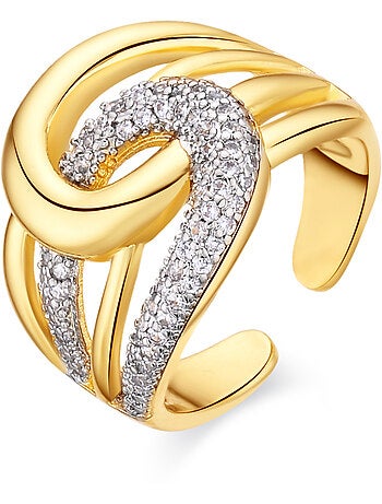 Bague Luxenter en zircone brillante avec finition en or jaune 18 carats - Nava
