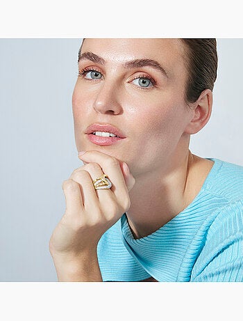 Bague Luxenter en zircone brillante avec finition en or jaune 18 carats - Nava