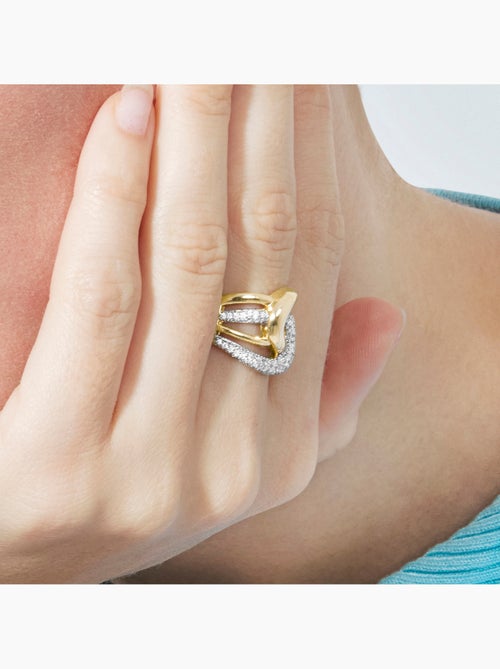 Bague Luxenter en zircone brillante avec finition en or jaune 18 carats - Nava - Kiabi Bague Luxenter en zircone brillante avec finition en or jaune 18 carats - Nava - Kiabi