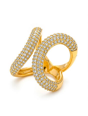 Bague Luxenter en zircone brillante avec finition en or jaune 18 carats - Rudma