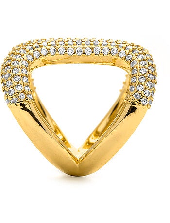 Bague Luxenter en zircone brillante avec finition en or jaune 18 carats - Rudma
