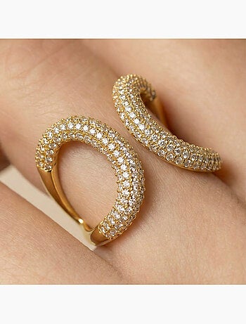 Bague Luxenter en zircone brillante avec finition en or jaune 18 carats - Rudma