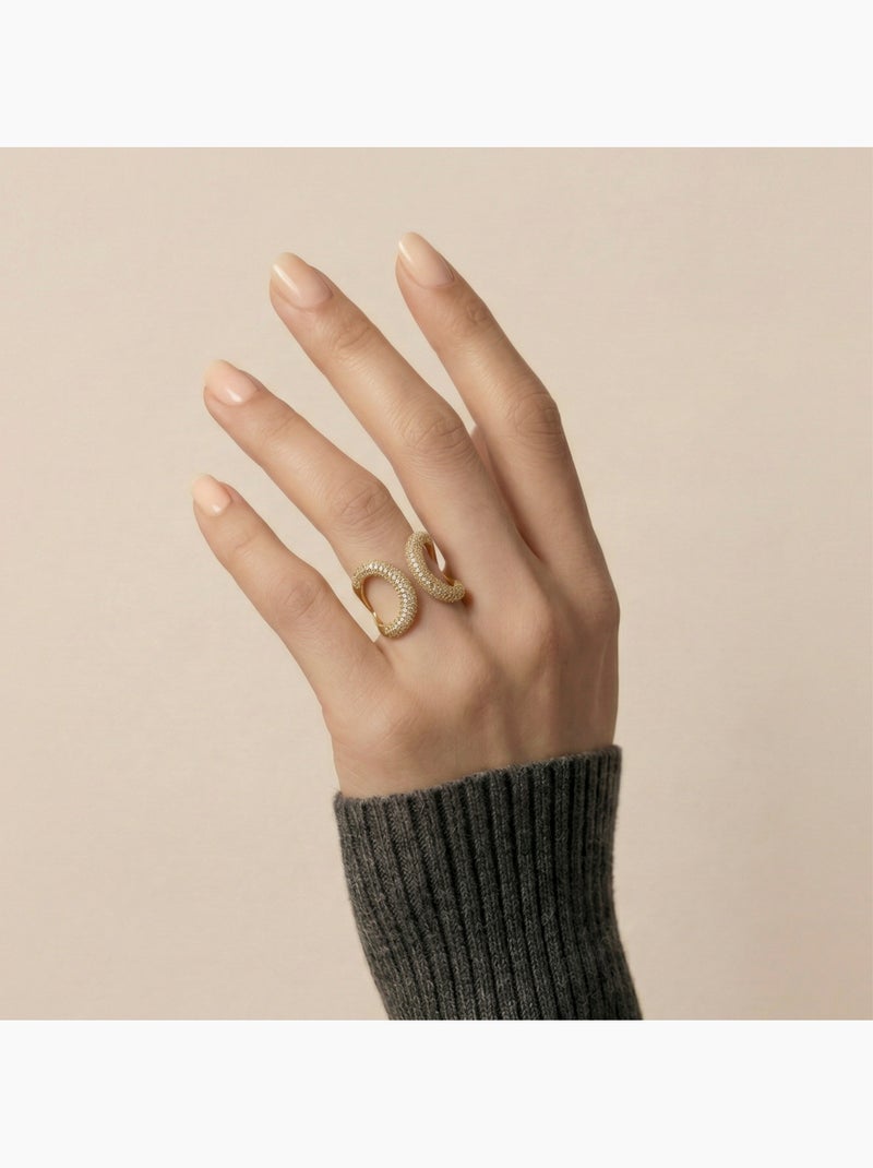 Bague Luxenter en zircone brillante avec finition en or jaune 18 carats - Rudma Argent - Kiabi