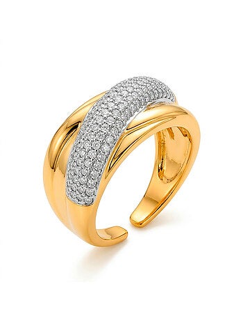 Bague Luxenter en zircone brillante avec finition en or jaune 18 carats - Samoi