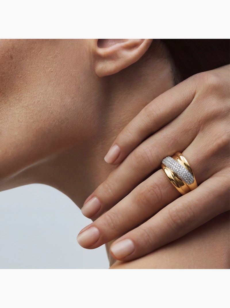 Bague Luxenter en zircone brillante avec finition en or jaune 18 carats - Samoi Argent - Kiabi