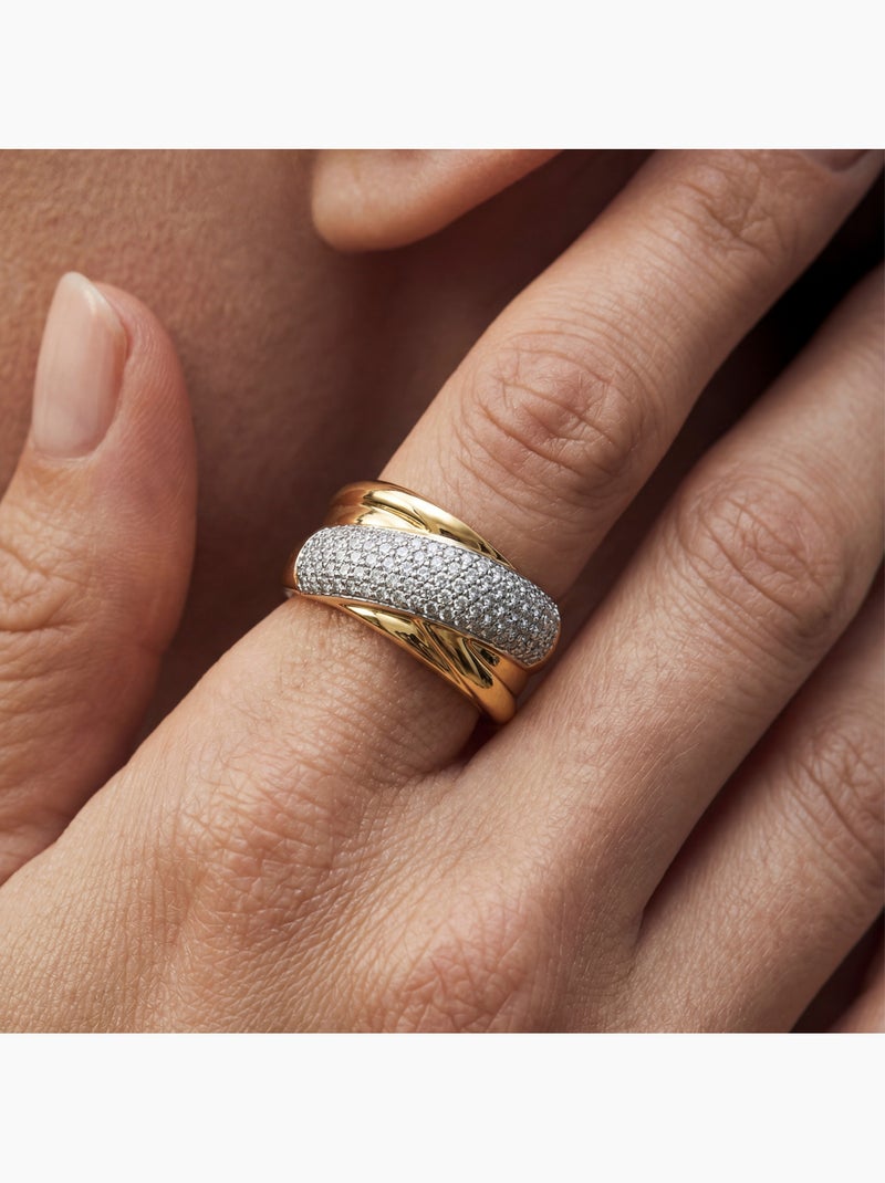 Bague Luxenter en zircone brillante avec finition en or jaune 18 carats - Samoi Argent - Kiabi