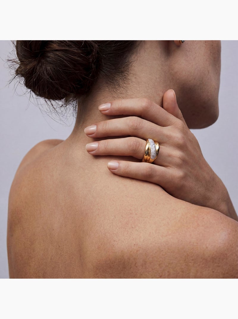 Bague Luxenter en zircone brillante avec finition en or jaune 18 carats - Samoi Argent - Kiabi