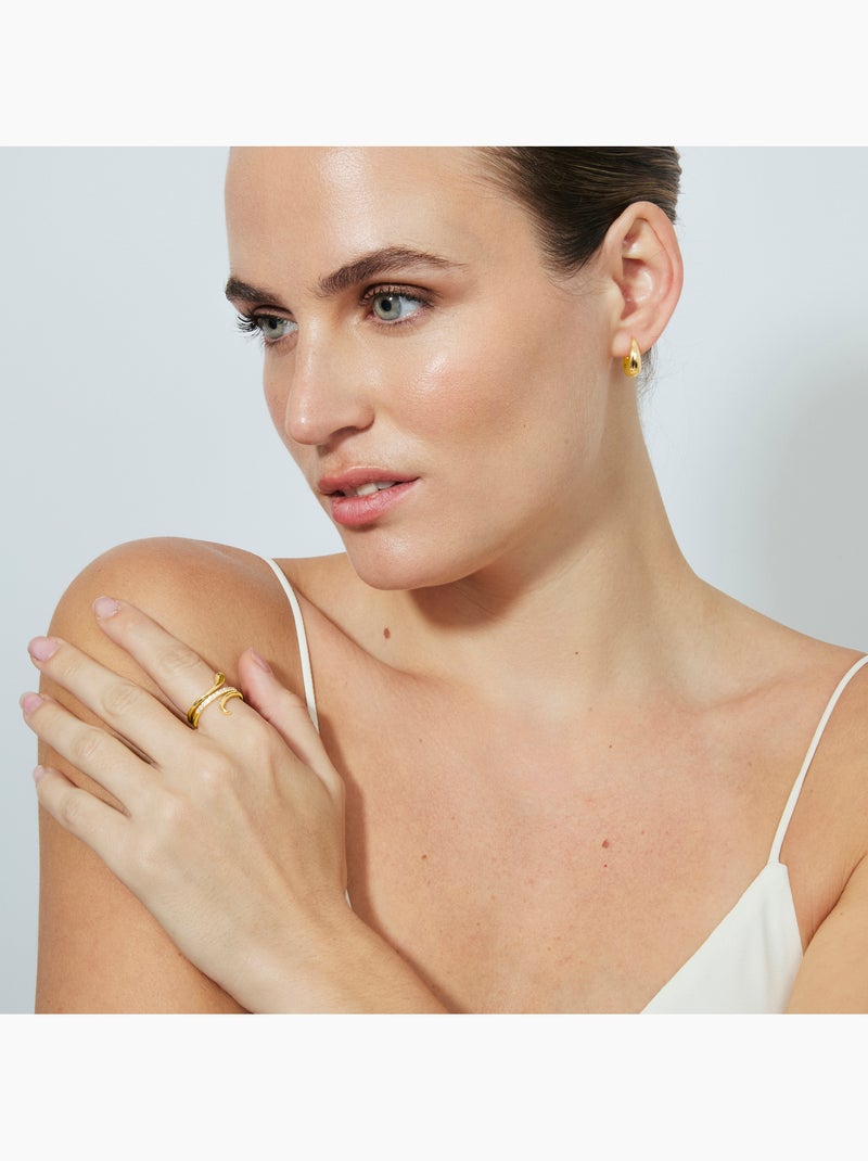 Bague Luxenter en zircone brillante avec finition en or jaune 18 carats - Sasso Argent - Kiabi
