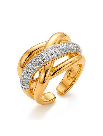 Bague Luxenter en zircone brillante, finition en or jaune 18 carats - Gola