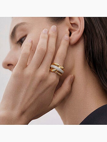 Bague Luxenter en zircone brillante, finition en or jaune 18 carats - Gola