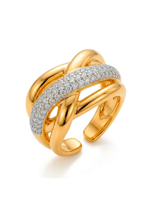 Bague Luxenter en zircone brillante, finition en or jaune 18 carats - Gola - Kiabi