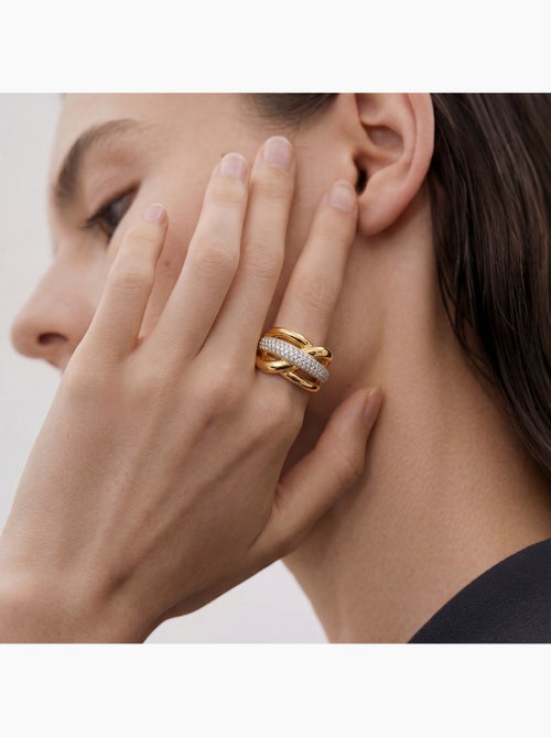 Bague Luxenter en zircone brillante, finition en or jaune 18 carats - Gola - Kiabi