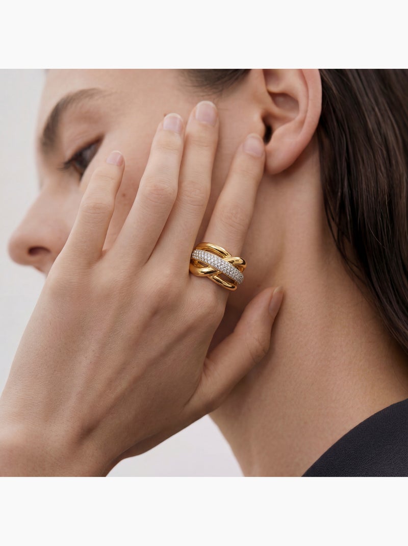 Bague Luxenter en zircone brillante, finition en or jaune 18 carats - Gola Argent - Kiabi
