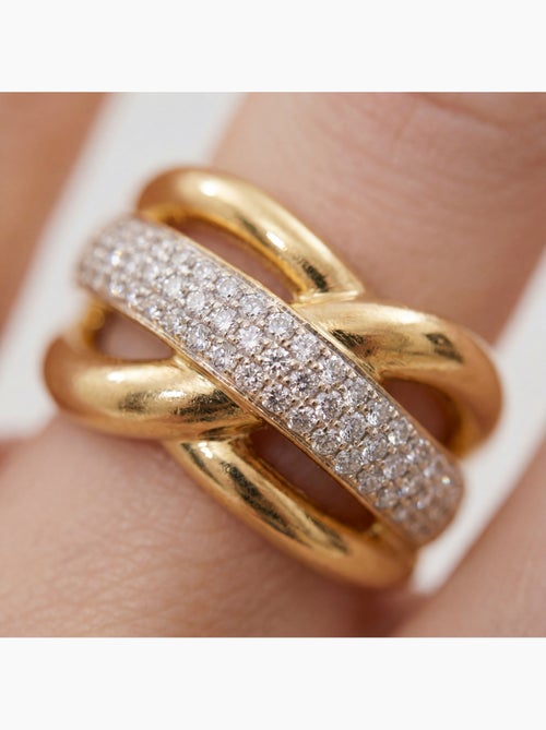 Bague Luxenter en zircone brillante, finition en or jaune 18 carats - Gola - Kiabi
